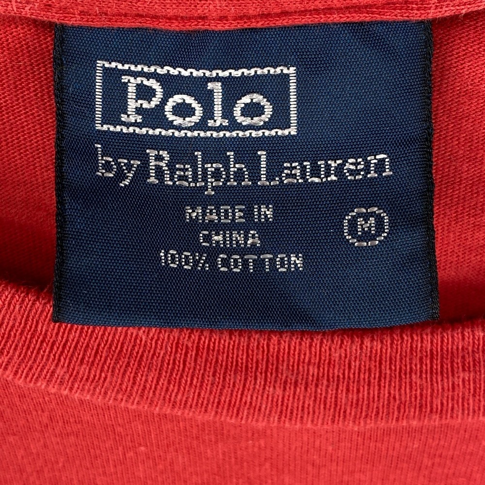 Polo Ralph Lauren T Shirt Men M Red Cotton Equestrian Crest Vintage 90's - Picture 3 of 6